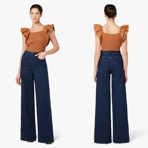 JOE'S JEANS THE MIA HIGH RISE WIDE LEG JEANS CINEMA Size 25 Dark Wash Blue Denim